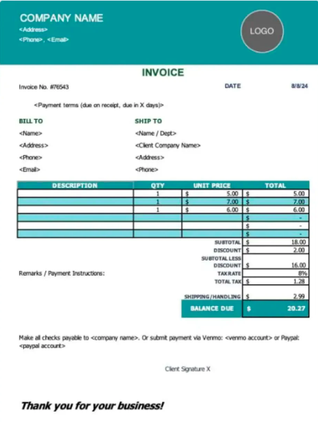 Basic Teal Template Image