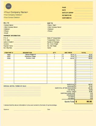 Commercial Invoice II Template Image