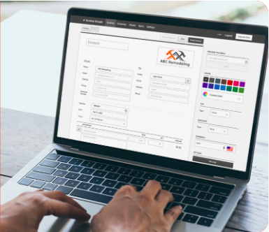 Invoice software on laptop
